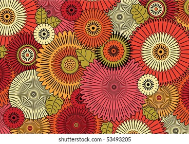 Vector pattern including ethnic Japan motif with multicolored typical elements
