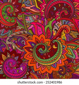 Vector pattern of the indian floral ornament with a lot of details and colors.