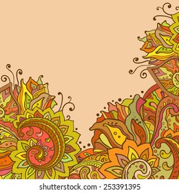 Vector pattern of the indian floral ornament with a lot of details and colors