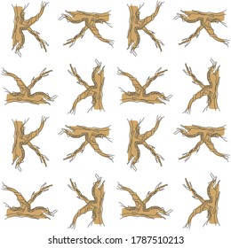 Vector pattern from the initial letter K. Decorative font from tree roots. Environmental design. Nature typography