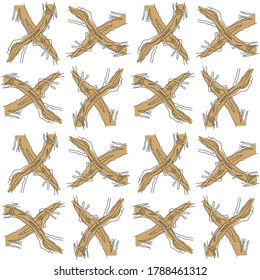Vector pattern from the initial letter X. Decorative font from tree roots. Environmental design. Nature typography