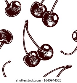 Vector pattern with ink cherries