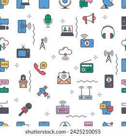 Vector Pattern with Internet Communication, Seamless Background.