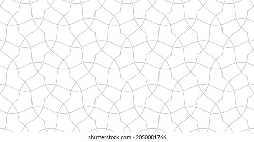 Vector pattern with intersecting wavy lines. Seamless abstract line design in Arabic style. Decorative vintage lattice on white background. Abstract ornament for fabric, wrapping.
