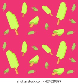 Vector pattern with isometric ice cream in flat modern style