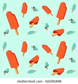 Vector pattern with isometric ice cream in flat modern style