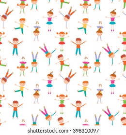 Vector pattern of the joyful children.