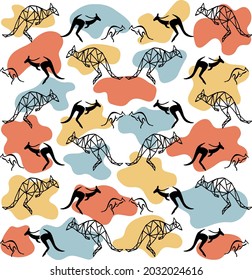 vector pattern with kangaroo. Background with Kangaroo ornament for textile, wrapper, fabric, clothing, covers, paper, print, scrapbooking. Kangaroo