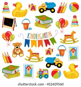 Vector pattern for kindergarten, kids party, toy store Play and study