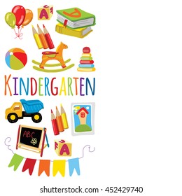 Vector pattern for kindergarten, kids party, toy store Play and study