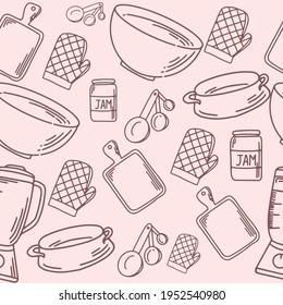 Vector pattern with kitchen theme. This vector contains of a number of objects to help style your perfect kitchen and dining areas. 