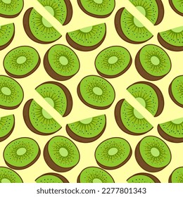 Vector pattern with kiwi. Seamless pattern with kiwi pattern.Healthy food concept with fruit print. Vector illustration.