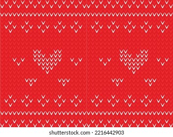 VECTOR PATTERN. PATTERN FOR KNITTING. RED WHITE COLORS