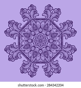 Vector pattern. Lace circle template. Vector doodle. Ornamental round lace. Circle ornament.