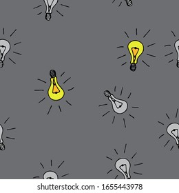 Vektorillustration der Lampen. Konturstil-Illustration.Für Druck, Design, Rückwand, Textilien, Verpackung, Leinwand. Handgezeichnete Vektorillustration. Nahtloses Muster.