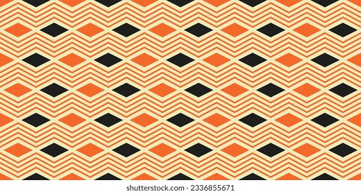 Vector pattern of large diamonds and zigzag stripes. Design for textile, fabric, clothing, curtain, rug, batik, ornament, background, wrapping.