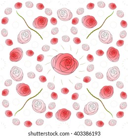 Vector pattern of large and small roses and stems with thorns.It can be used for textiles, wrappers, and other ceramics design.