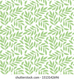 vector pattern of leaves and branches without a background in pale green