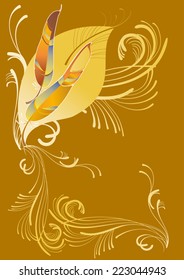 vector pattern of leaves and feathers