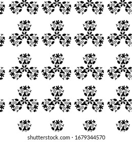 Vector pattern of leaves folded in the form of a trefoil. Hand drawn floral seamless pattern.Сan be used for wallpaper, pattern fills, background, surface textures.