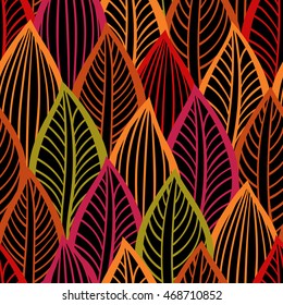 Vector pattern with leaves. Seamless autumn ornament.
