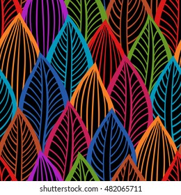 Vector pattern with leaves. Seamless autumn ornament.
