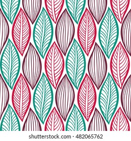 Vector pattern with leaves. Seamless autumn ornament.