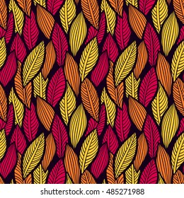 Vector pattern with leaves. Seamless autumn ornament.