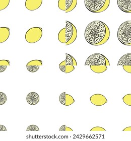 vector pattern with lemons. print for fabric with citrus fruits, seamless pattern for paper with fruits.