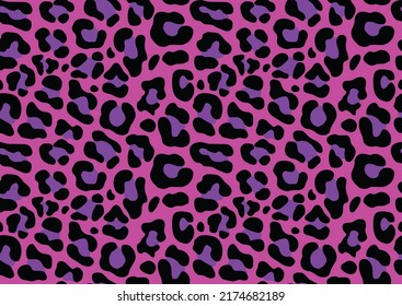 Vector pattern leopard pink seamless texture, trendy modern print, animal background.