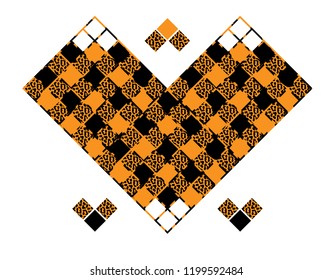 Vector pattern with leopards and tropical leaves. Trendy style. Square leopard vector.