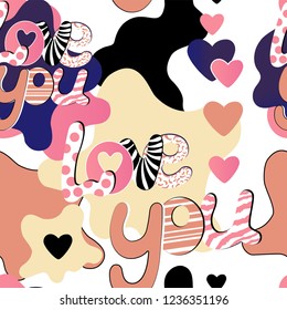 Vector pattern lettering "love you" for your design