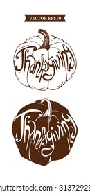 Vector pattern with Lettering Thanksgiving day element. Typographic design. Seamless Thanksgiving background