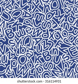 Vector pattern of letters English alphabet, hand drawn style.