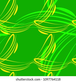 Vector pattern from light green and yellow lines for backgrounds in Victorian style on a green background. For paper and tissue products.
