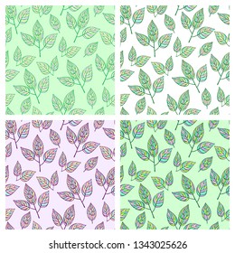 vector pattern with light spring leaves