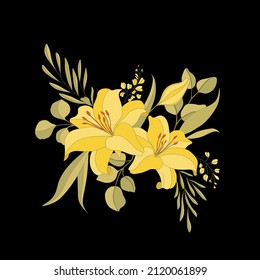 Vector pattern with lilium flowers background. Vector patch for print, fabric, scarf design.
