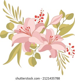 Vector pattern with lilium flowers background. Vector patch for print, fabric, scarf design.