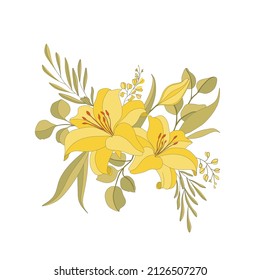 Vector pattern with lilium flowers background. Pattern patch for print, fabric, scarf design.