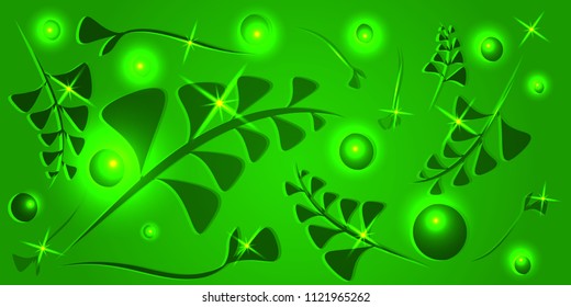 Vector pattern of lime plant elements on a light green background in ethnic style. For registration of congratulations or objects of design of natural products.