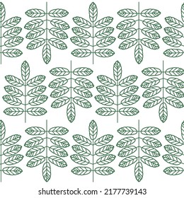 Vector Pattern With Line Art Autumn Leave