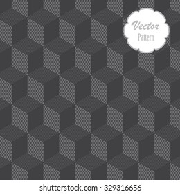 Vector pattern, linear geometric tiles with hexagonal elements