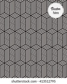 Vector pattern. Linear monochrome cubes.