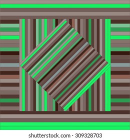Vector pattern with lined squares. Abstract brown and green texture. Geometrical background. Monochrome backdrop. Tile template.