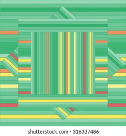 Vector pattern with lined squares. Abstract green texture. Geometrical background. Monochrome backdrop. Tile template.