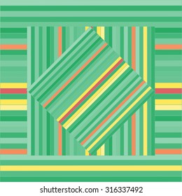 Vector pattern with lined squares. Abstract green texture. Geometrical background. Monochrome backdrop. Tile template.