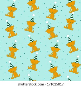The vector pattern with little bears in the cowls