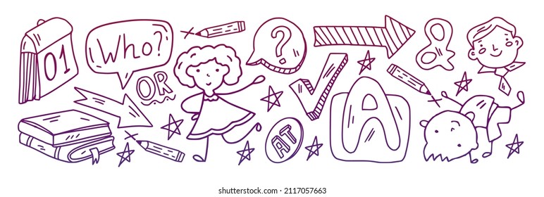 Vector pattern with little children. Kindergarten. Imagination. Creativity. Play.