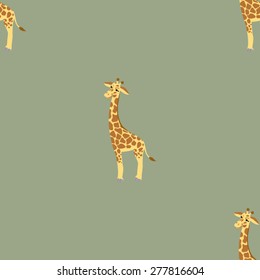 Vector pattern with little giraffe.