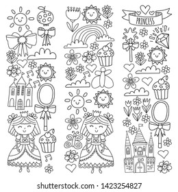 Vector pattern for little girls. Princess illustration for happy birthday party.